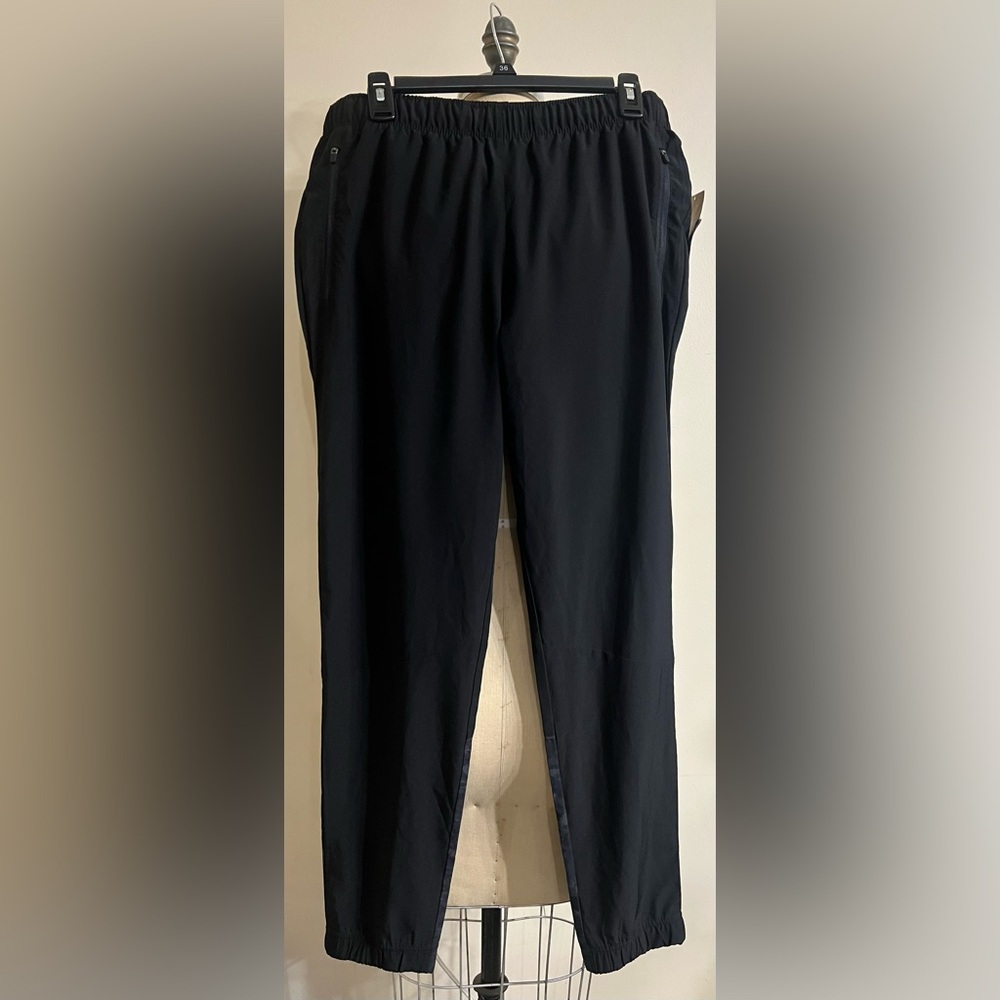 Asics Mens Athletic Jogger Pants Size M/M Black with Back Camo Panel